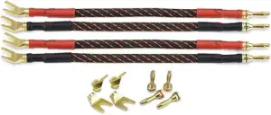 Dynavox Bi-Wire Kabelbrücken 2x rot / 2x schwarz, Reines Kupfer (99,99 OFC), wec