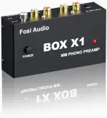 Fosi Audio BOX X1 Phono Vorverstärker, Vorverstärker für MM Plattenspieler mit 3,5-mm-Kopfhörer und RCA-Ausgang, inkl. Netzschalter – Der ideale Phono Preamp für Vinyl-Enthusiasten