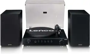 Lenco LS-700BK - High-Power HiFi-Plattenspieler mit Lautsprechern, Bluetooth® und 2M Red - Integrierter Stereo-Verstärker mit 2 x 100 Watt RMS - Schwarz