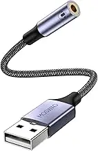 MOSWAG USB auf 3,5 mm Klinke Audio Adapter,Externe USB A Soundkarte auf 3,5 mm A