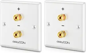 deleyCON 2 Stück Multimedia Lautsprecher Boxen Wanddose Anschlussdose Wandplatte
