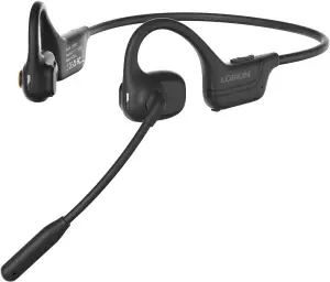 LOBKIN Kopfhörer Bluetooth Headset mit Mikrofon, Open Ear Kopfhörer Bluetooth 5.3 Luftleitungskopfhörer kabelloses mit Geräuschunterdrückung Mikrofon, Wireless Headset für Büro, Anrufe, Meeting