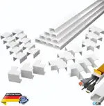 Kabelkanal Set weiß selbstklebend 10m (2,0 x 1,0 x 100 cm) - VDE geprüft - Made in Europe - mit extrastarkem Schaumklebeband zur Montage ohne Bohren (2,0 x 1,0 x 100 cm Set)