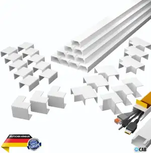 Kabelkanal Set weiß selbstklebend 10m (2,0 x 1,0 x 100 cm) - VDE geprüft - Made 