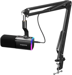 MAONO XLR-USB Streaming Mikrofon mit Arm: Dynamisches Mikrofon mit Software, Stu