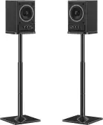 ELIVED Universal Lautsprecherständer höhenverstellbar bis 95cm, Boxenständer mit Glassockel & interner Kabelkanal für Regallautsprecher, 10kg Tragkraf, Schwarz, 1 Paar