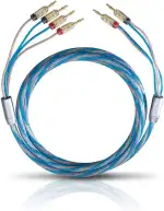 OEHLBACH Bi Tech 4B 200 - Lautsprecherkabel-Set Bi-Wiring versilbert 2x2,5/2x4,0 mm² mit Banana-Verbinder - 2 x 2 m - blau/kupfer