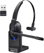 EKSA H5 Bluetooth PC Headset mit Mikrofon & USB Dongle [45 Stdn Spielzeit & 10M Reichweite] Mono mit Ladestation & AI Rauschunterdrückung Mic, Wireless Business Headphones für Büro/HomeOffice