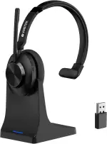 Voistek On-Ear Wireless Headset mit Bluetooth & USB-Dongle – 50 Std. Akkulaufzeit, Geräuschunterdrückendes Mikrofon für klares Telefonieren – Ideal für Home Office, Büro & Callcenter