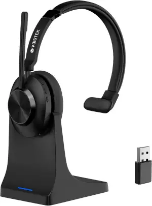 Voistek On-Ear Wireless Headset mit Bluetooth & USB-Dongle – 50 Std. Akkulaufzeit, Geräuschunterdrückendes Mikrofon für klares Telefonieren – Ideal für Home Office, Büro & Callcenter
