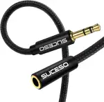 Klinke Audio Verlängerungskabel 3M Aux Kabel Nylon 3.5mm Stereo Stecker auf Buchse Audio Verlängerungskabel Headset Verlängerung mit Kopfhörer Handy Lautsprecher Tablets PC Autoradios - Schwarz