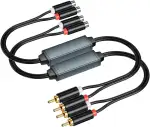 eppfun AV100C Entstörfilter, Ground Loop Isolator für Auto Heim Stereo System/Bluetooth-Lautsprecher, Audio Filter mit Cinch Audiokabel, 2 PCS