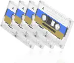 Tuklye Leere Audiokassetten, 4er Pack, Schwarz, 60 Minuten Magnetband, für Vorlesungen, Seminare und Alltägliche Aufnahmen