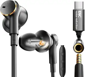 Dual-Treiber Ohrhörer mit Kabel und ENC Lärmreduzierung,In-Ear Kabel Kopfhörer mit Hi-Fi-Stereo-Bass und DAC-Sound-Verbesserung,Call Mic Noise-cancelling Wired Earbuds,Dynamischer Subwoofer Earphones