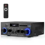 HiFi-Verstärker, Mini Bluetooth Stereo Audio Verstärker Receiver 12V/ 220V 800W 2 Kanäle Endverstärker Soundverstärker w/UKW-Radio, SD/USB-Karteneingang, für Zuhause oder Auto
