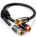 deleyCON 0,20m Audio AUX Cinch Y Adapter - 1 auf 2 Verteiler für Subwoofer Splitter Kabel - 1x Stecker zu 2x Buchse RCA - Vergoldete Kontakte