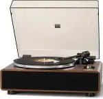 Plattenspieler Bluetooth mit Integrierter Lautsprechern, 33/45 U/min Riemenantrieb, AT-3600L Tonabnehmer, HiFi Schallplattenspieler mit Auto-Stopp, Phono-Vorverstärker