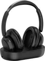 Funkkopfhörer für Fernseher, kabellose TV-Kopfhörer mit TV-Sender-Ladestation für Senioren, Hörgeschädigte, Keine Audioverzögerung, Blutooth-Kopfhörer, Plug-and-Play, Schwarz