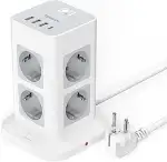 TESSAN 8 Fach Mehrfachsteckdose mit USB C, Steckdosenleiste Überspannungsschutz mit 4 USB, Mehrfa...