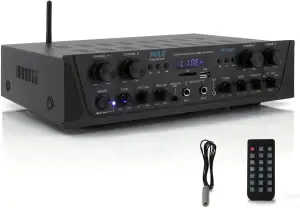 Pyle Bluetooth Stereo Verstärker 500 W – 4-Kanal Mini Receiver mit USB, AUX, FM-