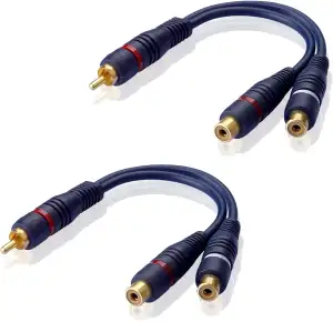 2 Stück 15cm Cinch RCA Kabel Cinch Y Splitter Adapter Kabel AV Audio Kabel RCA S