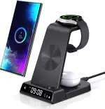 Induktive Ladestation für Samsung S25 Ultra, 3 in 1 Wireless Charger für Samsung Galaxy Watch 8/Ultra/7/6, Kabelloses Ladegerät für Galaxy S25/S24/S23/Z Flip 7/Fold 6, Galaxy Buds 3/3 Pro