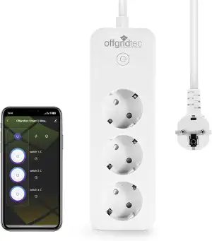 Offgridtec Smart WiFi Steckdosenleiste mit 3 Steckdosen, App-gesteuert über Smart Life/Tuya, Echt...