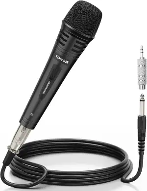 TONOR Dynamischer Mikrofon mit 16ft/5m XLR Kabel, 6,35mm Klinke Handmikrofon Mic