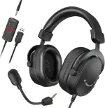 FIFINE Gaming Headset mit Mikrofon, Over Ear Kopfhörer mit Kabel, USB Headset für PC PS4 PS5 Xbox Switch, RGB Headphone mit 7.1 Surround Sound und Ohrpolster