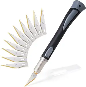 FOSHIO Bastelmesser Skalpell Set, Mini-Titan-Skalpellmesser mit Softgriff inklusive, mit 10 Titan...