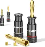 24K Vergoldeter Bananenstecker 12 AWG - 18 AWG für Heimkino Verstärker & HiFi - 4 Stück (2-Paare)