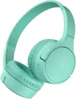 Belkin SoundForm Mini kabelloser Kinderkopfhörer mit integriertem Mikrofon und lustigen Aufklebern, 30 Std. Wiedergabe – Over-Ear-Kopfhörer für Unterricht, Ferien, iPhone, iPad, Galaxy – Mint