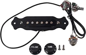 Alnicov Tonabnehmer für Akustikgitarre, magnetisch, mit Befestigungsschrauben und Knauf, Schwarz