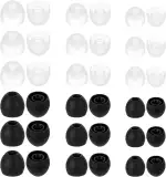 36 Stück Ersatz Ohrstöpsel Transparent und Schwarz Silikon Ohrhörer Ersatzstöpsel Komfort Ohrstöp...