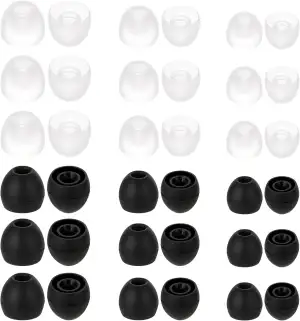 36 Stück Ersatz Ohrstöpsel Transparent und Schwarz Silikon Ohrhörer Ersatzstöpse