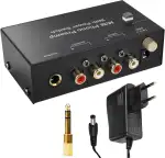 Phono Vorverstärker Plattenspieler - Phono Preamp für Plattenspieler mit MM-Abtast-Systemen, RCA Input & Output, Verstärker Stereo mit Pegel, Schwarz