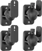 Cozycase Lautsprecher Wandhalterung Halterung mit Beschlägen - 4 Stück Schwenkbar/Neigbar Halter Set, Robuste Lautsprecherhalterung passend bis 3,5 kg, Schwarz