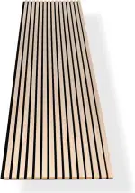 Akustikpaneele Holz 240x60 cm, Farbe: Eiche, Wandpaneele Holz, 3D Lamellenwand aus Holzfurnier auf Akustik Filz, Akustikpaneele 2400x600 mm