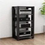 Audio-Rack, 2/3/4/5-stufiges Stereo-Rack, Audio-Geräte-Rack, offenes Audio-Rack, Schrank, HiFi-Rack, verstellbares Audio-Video-Regal, langlebig(Nero,5 Tier)