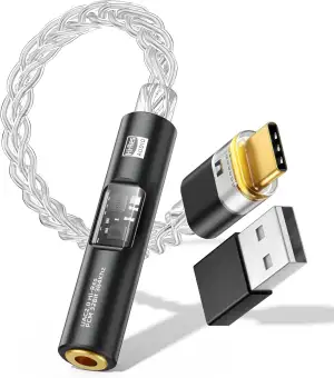 MoKo USB C auf 3,5mm Klinke DAC Adapter auf Klinke, Aux Kopfhörer Adapter mit CX31993 MAX97220 DAC Chip kompatibel mit iphone17/17 Air/17pro/17 Pro Max, Galaxy S 25 Serie, iPad, Mac, Schwarz