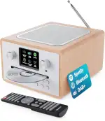 Internetradio mit CD Player & DAB Plus | Küchenradio mit Bluetooth & FM Radio | Digitalradio WLAN mit Spotify Connect, Podcasts | EQ, Farbdisplay, Inklusive Fernbedienung | MAJORITY Homerton (Eiche)