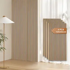 4X Akustikpaneele Holz 120x60cm Wandpaneele aus Holzfunier und Filz,Holzpaneele 