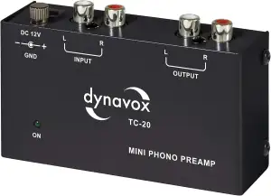Dynavox TC-20 Phono-Vorverstärker, kompaktes Metall-Gehäuse, für Plattenspieler 