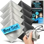 Brillenputztücher 8er Set 17x15cm - Brillenputztuch Microfaser in Optikerqualität - Mikrofasertücher für Brille & Display, Brillen Zubehör, Brillentücher in Grau