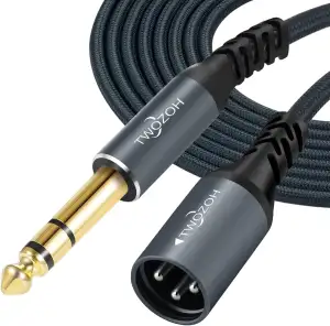 Twozoh Klinke 6,35 mm auf XLR Stecker 3 poliges Audio kabel 2M, Geflochtenes XLR