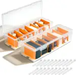 2 Stück Kabel Aufbewahrungsbox, Kabel SortierenTransparent, Kabelmanagement Box mit 7 Verstellbare Fächern und 20 Kabelbinder, für Büro,Zuhause,Schreibtisch