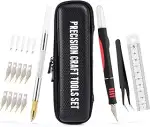 EHDIS Bastelmesser Set - Skalpell mit Softgriff inklusive, 360° Präzisionsmesser, Stahllineal, 15...