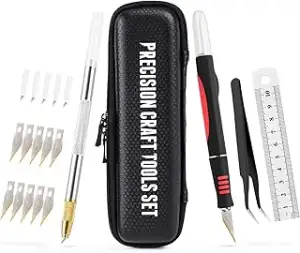 EHDIS Bastelmesser Set - Skalpell mit Softgriff inklusive, 360° Präzisionsmesser, Stahllineal, 15...