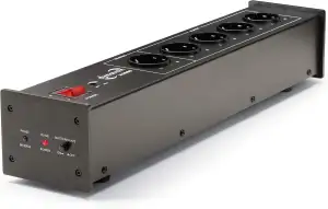 Dynavox HiFi-Netzfilter X2000, Mehrfach-Steckdose mit 5 Steckplätzen, mit LED-Kontrollleuchte für korrekte Phasenlage und Master-Slave Funktion, Schwarz