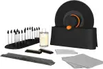 HumminGuru EZ Schallplattenwascher, Manuelle Schallplattenreiniger-Maschine mit Müheloser LP-Rotation & Sicherer Klemme, Schallplattenreinigungsset mit Ziegenhaarbürsten, Fluid, Trockengestell & Tuch